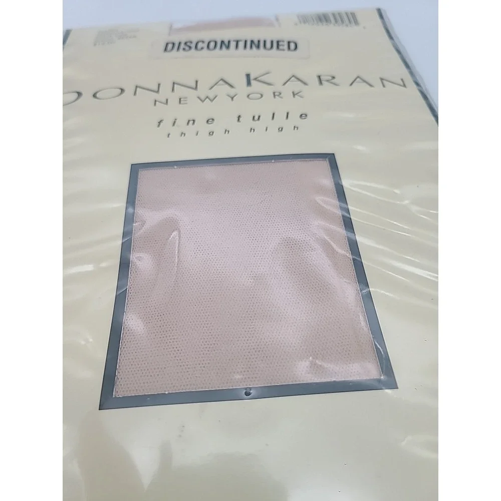 Vtg 1995 Donna Karan Hosiery Thigh High Blush Fine Tulle Medium Tall Made In Usa